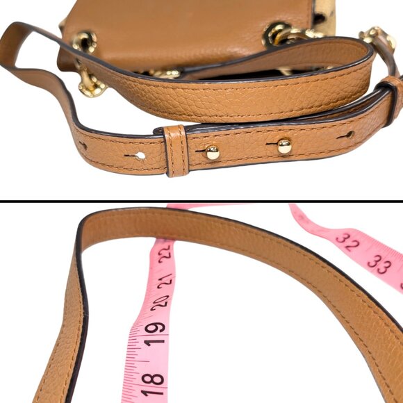 Michael Kors Cecelia Small Woven Raffia Brown Leather Flap Crossbody - Picture 7 of 10